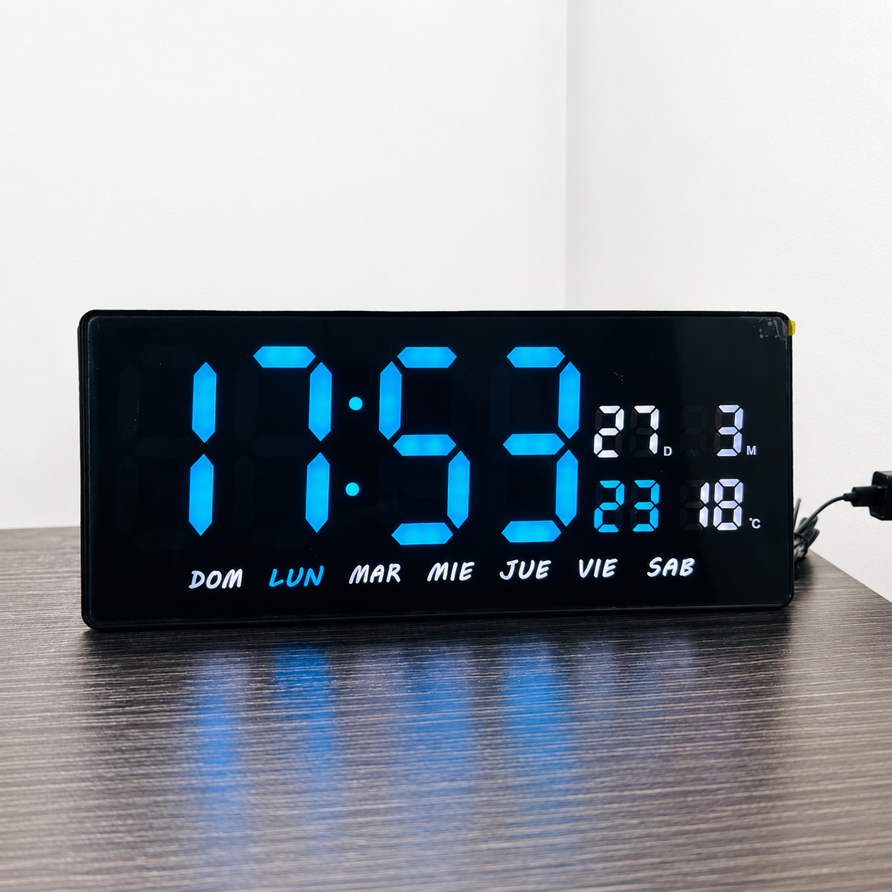 Reloj Led Calendario Pared