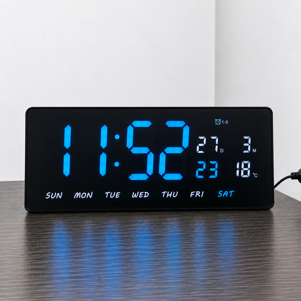 Reloj Led Calendario Pared