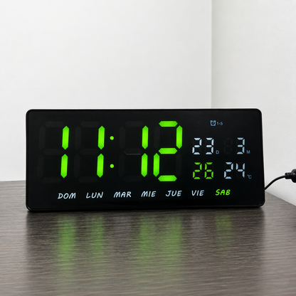 Reloj Led Calendario Pared